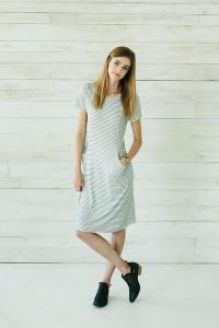 striped pocket dress