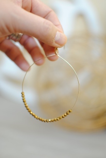 gold seed bead wire hoop earrings